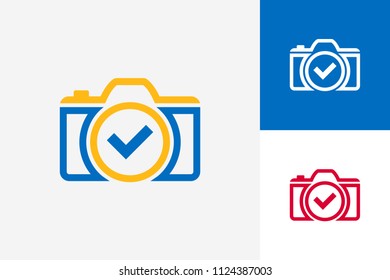 Check Camera Logo Template Design Vector, Emblem, Design Concept, Creative Symbol, Icon