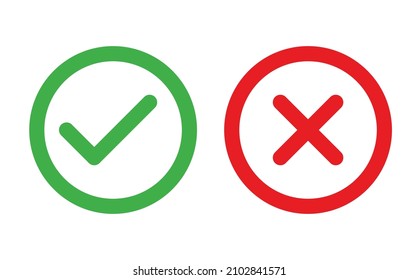 Check and Cancel Button. Yes and No symbol. Accepted and Rejected, Approved and Disapproved Web Button isolated on white background