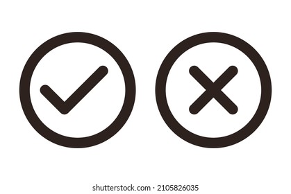 Check and Cancel Button. Yes and No symbol. Accepted and Rejected, Approved and Disapproved Web Button isolated on white background