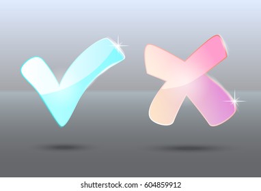 Check and cancel symbols. Vector illustration