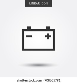 Check car battery vector illustration. Accumulator sign line art graphic design. Car battery symbol creative concept.
