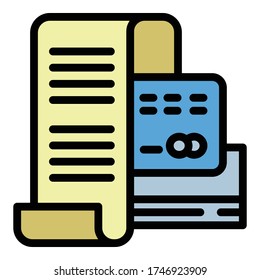 Check cards icon. Outline check cards vector icon for web design isolated on white background