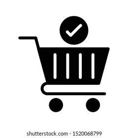 check cart glyph flat vector icon