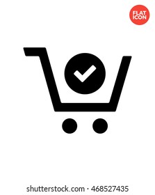 Check Cart Icon Flat Style Isolated Vector Illustration