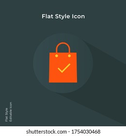 Check cart, order confirm, purchase confirm icon vector illustration in flat style for using in mobile, website, ui design.Trendy lush lava color. 