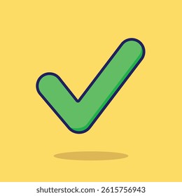 Check Cartoon Illustration. Vector Icon Flat Cartoon Style. Cheerful Colors. Bold Outline.