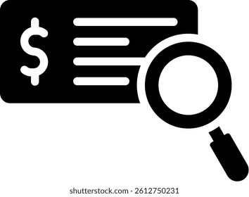 Check Cashing Icon Glyph Vector Illustration