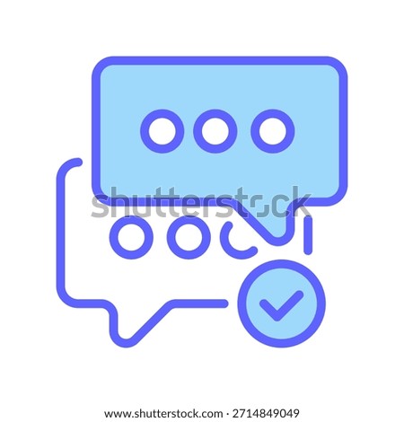 Check in Chat Bubble Line Icon, Outline Symbol for Message Read, Conversation Seen, Reply Sent, Text Delivered, and Communication Status. Vector Sign Icon.