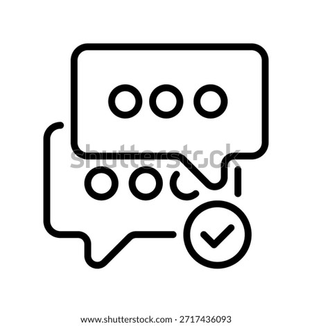 Check in Chat Bubble Line Icon, Outline Symbol for Message Read, Conversation Seen, Reply Sent, Text Delivered, and Communication Status. Vector Sign Icon.