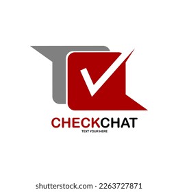 check chat logo vector design. Suitable for checkmark and bubble speech symbol