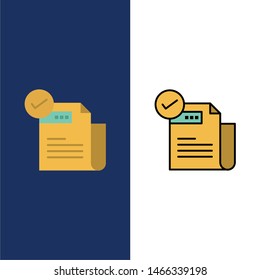 Check, Checklist, Feature, Featured, Features,   Icons. Flat and Line Filled Icon Set Vector Blue Background. Vector Icon Template background