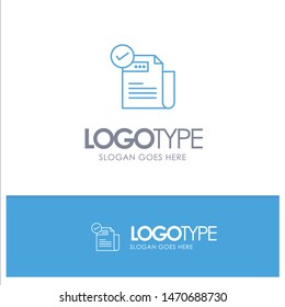 Check, Checklist, Feature, Featured, Features,  Blue outLine Logo with place for tagline. Vector Icon Template background