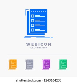 Check, checklist, list, task, to do 5 Color Glyph Web Icon Template isolated on white. Vector illustration