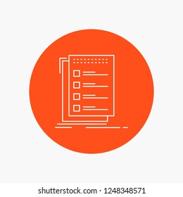 Check, checklist, list, task, to do White Line Icon in Circle background. vector icon illustration