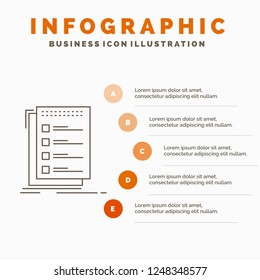 Check, checklist, list, task, to do Infographics Template for Website and Presentation. Line Gray icon with Orange infographic style vector illustration