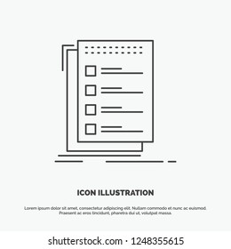 Check, checklist, list, task, to do Icon. Line vector gray symbol for UI and UX, website or mobile application