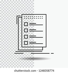 Check, checklist, list, task, to do Line Icon on Transparent Background. Black Icon Vector Illustration