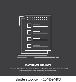 Check, checklist, list, task, to do Icon. Line vector symbol for UI and UX, website or mobile application