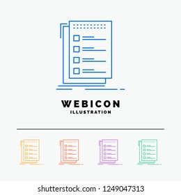 Check, checklist, list, task, to do 5 Color Line Web Icon Template isolated on white. Vector illustration