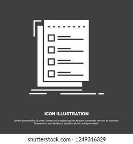 Check, checklist, list, task, to do Icon. glyph vector symbol for UI and UX, website or mobile application