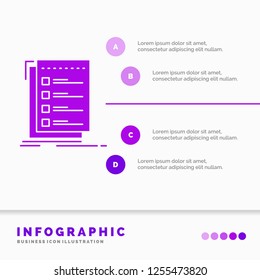 Check, checklist, list, task, to do Infographics Template for Website and Presentation. GLyph Purple icon infographic style vector illustration.