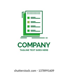 Check, checklist, list, task, to do Flat Business Logo template. Creative Green Brand Name Design.