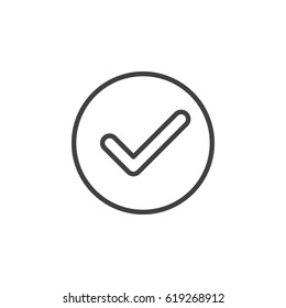 Check, checkmark circular line icon. Round simple sign. Flat style vector symbol