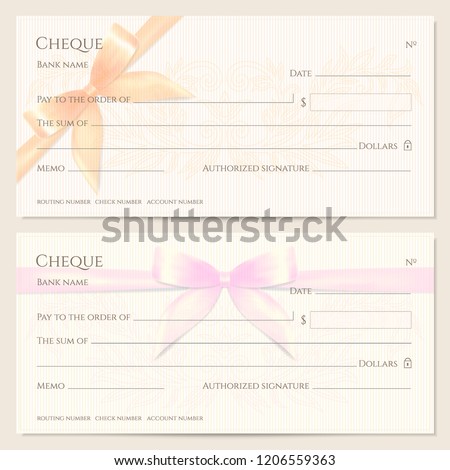 check cheque chequebook template floral pattern stock vector cheque voucher template