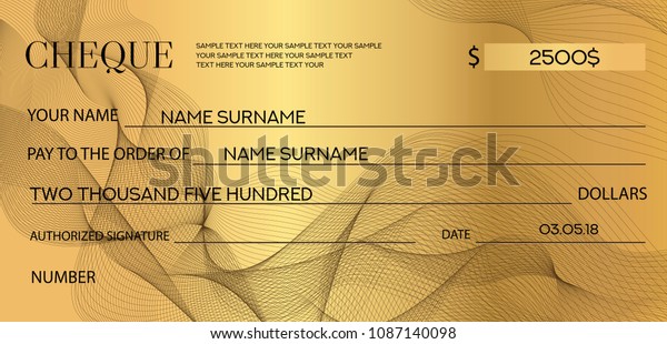 Check Cheque Chequebook Template Lines Pattern Stock Vector (Royalty ...