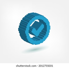 check circle 3d vector pixel logo