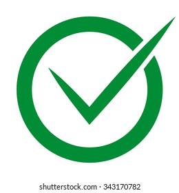 Check in circle green colored on  white background