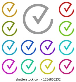 check in circle icon in multi color. Simple glyph vector of web set for UI and UX, website or mobile application