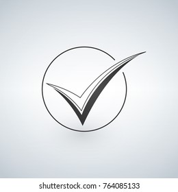 check circle logo, black isolated on light background