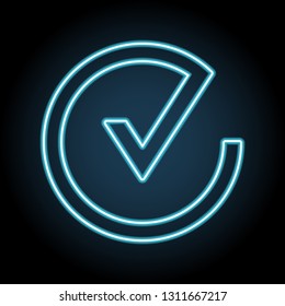 check in circle neon icon. Simple thin line, outline vector of web, minimalistic icons for UI and UX, website or mobile application
