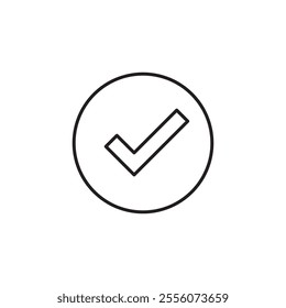 Check, circle, tick icon. simple flat black linear illustration for web and app..eps