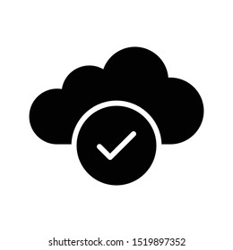 check cloud glyph flat vector icon