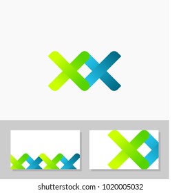 Check Coding IT Consultant Business Management X Logo and business card template mockup