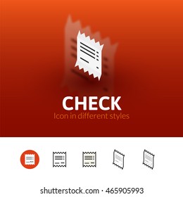 Check color icon, vector symbol in flat, outline and isometric style isolated on blur background