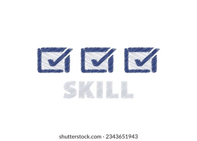check the combination of skill writing, scrible effect, vector illustration