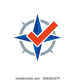 Check Compass Logo Icon Design