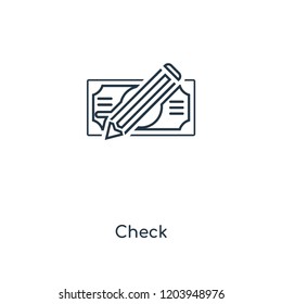 Check concept line icon. Linear Check concept outline symbol design. This simple element illustration can be used for web and mobile UI/UX.