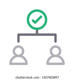 check connection colour line vector icon