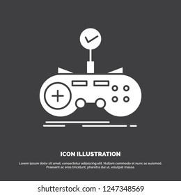 Check, controller, game, gamepad, gaming Icon. glyph vector symbol for UI and UX, website or mobile application