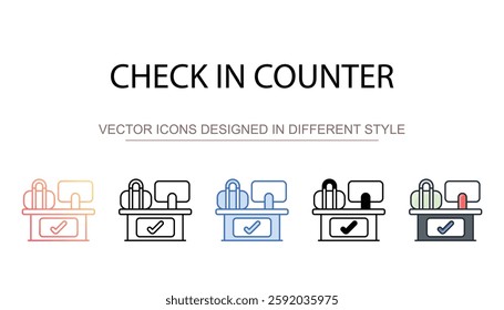 Check In Counter icon design with white background stock illustration