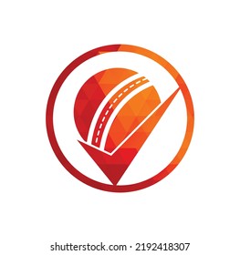 Check Cricket vector logo design. Cricket ball and tick icon logo.	