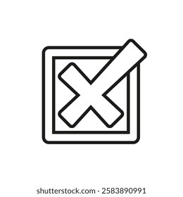 Check cross in a checkbox icon. Vector. Line style.