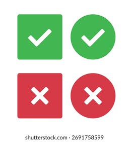 Check And Cross Circle And Square Vector