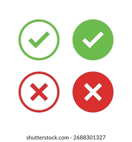 Comprobar y cruzar círculos, marca de verificación 