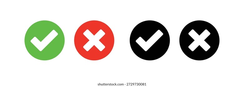 Check and Cross Icons Set for Approval Success and Error Status