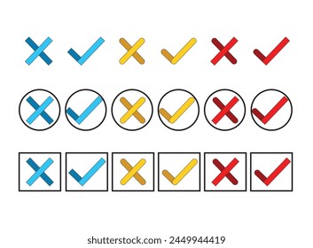 Check and cross icons of various types and become one set